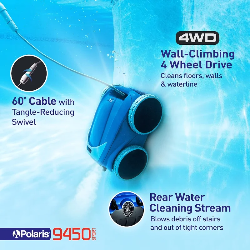 Polaris F9450 Sport Robotic In-Ground Swimming Pool Cleaner Vacuum 4-Wheel Drive