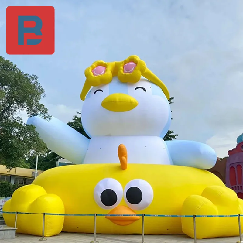 

Inflatable cartoon swimming circle sunglasses yellow duck air model children's Park Water World Theme Beach Bazaar Party