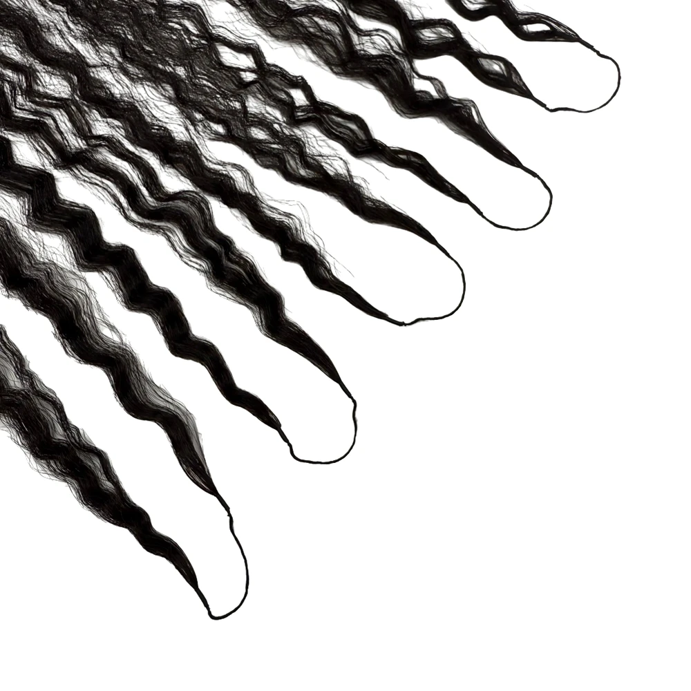 Burmese Curly Feather Crochet Human Hair Extensions Pre Looped Pre Separated Knotless Hair For Braiding
