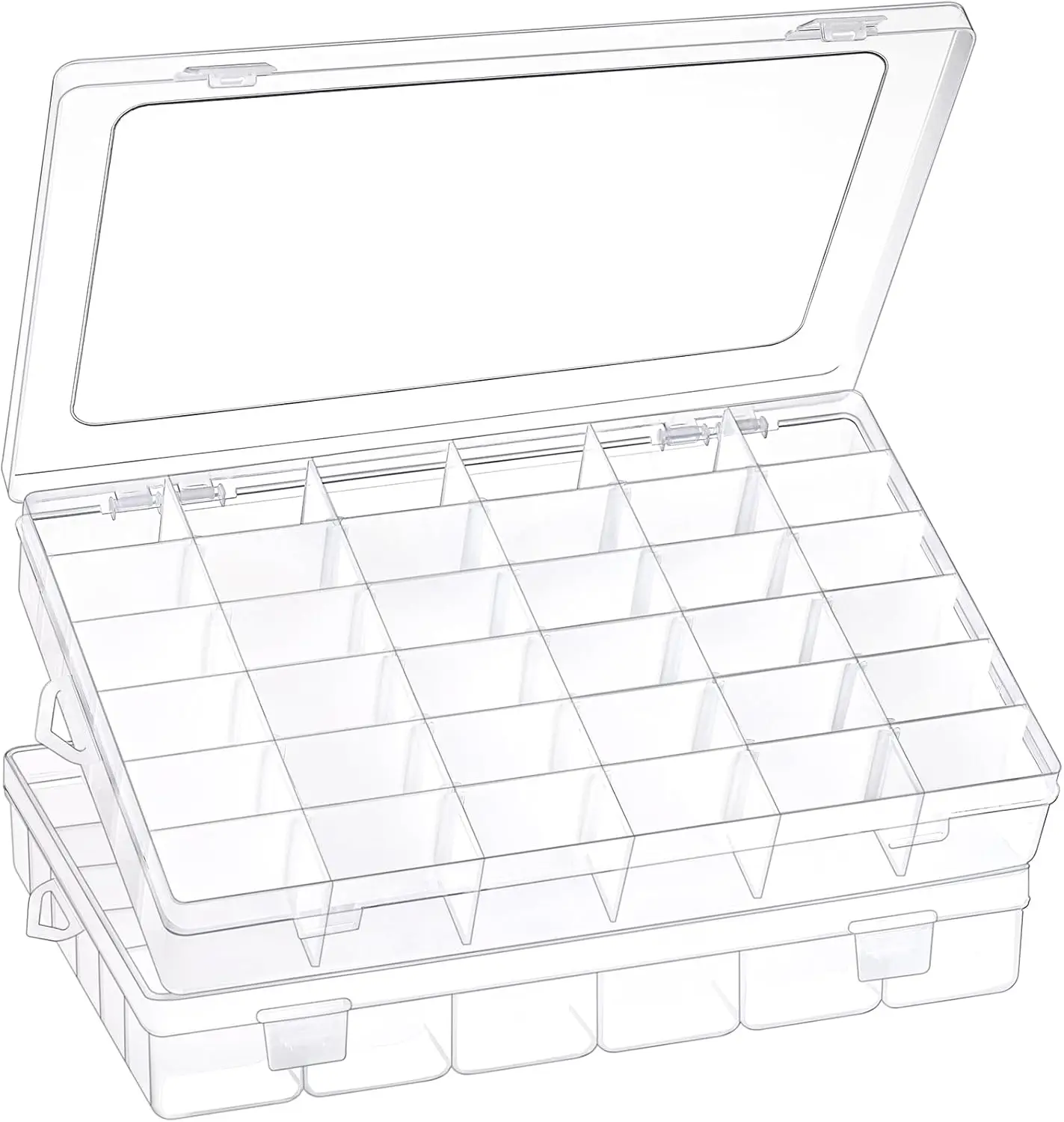 Grids Clear Plastic Organizer Box with Adjustable Dividers, Small Craft Organizers