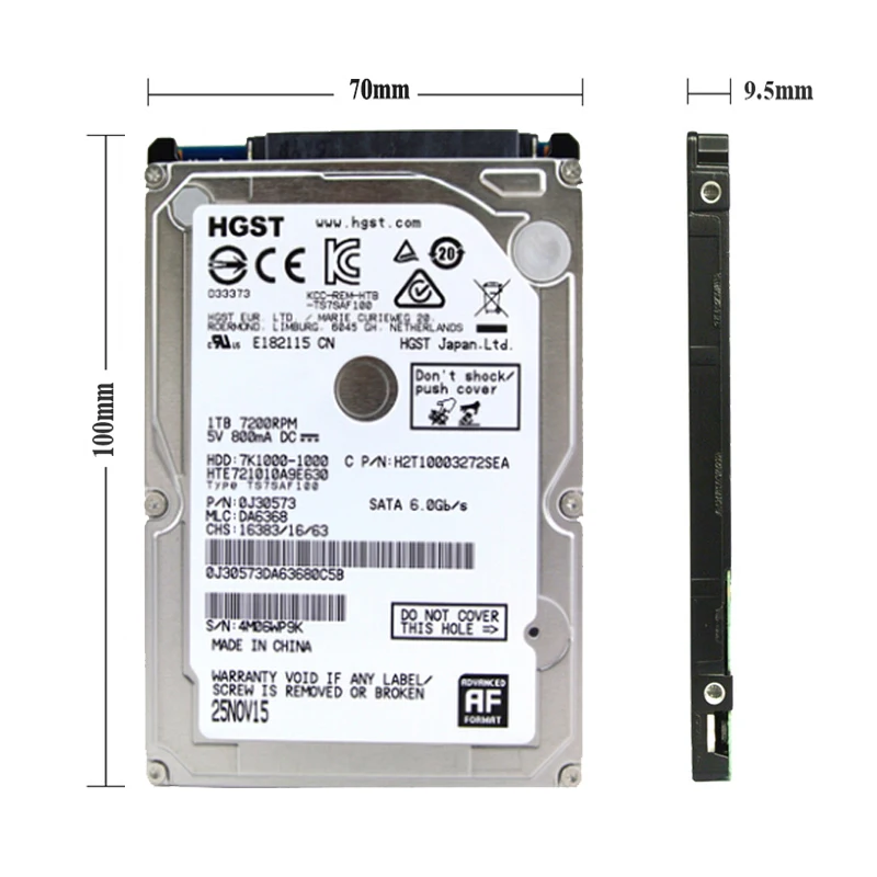 

OEM For HGST Laptop Hard Drive 500GB 2.5 "Internal Hard Drive SATA3 6Gb/S 16M Cache 5400RPM Suitable for Laptop