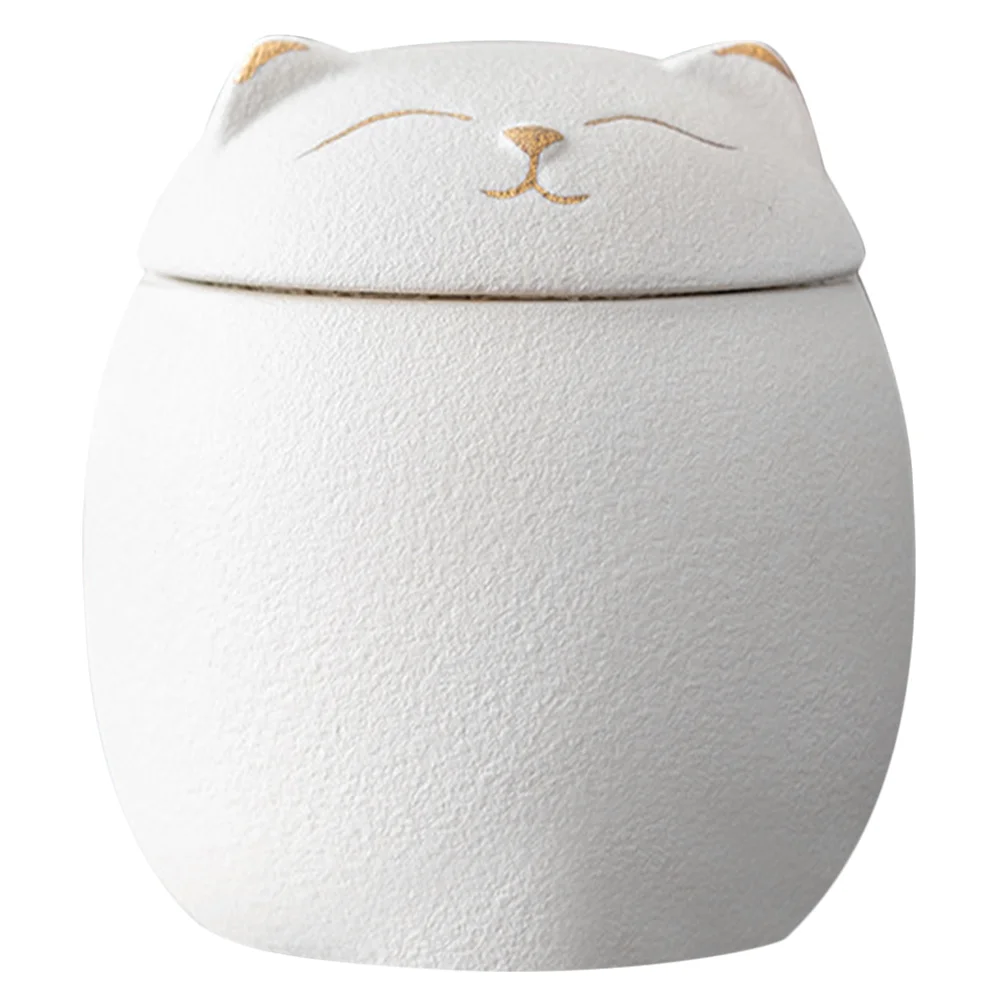 Ceramic Cat Face Storage Jar 120ml Sealed Tea Canister Cute Cookie Container Home Decor Pet Urn Box Nuts Storage Decorative Tea