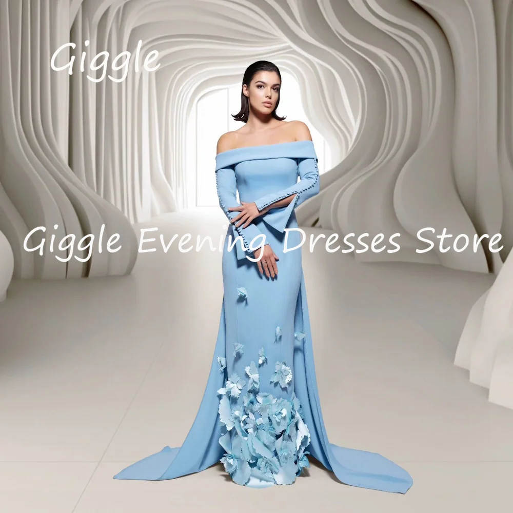 Giggle Satin Mermaid Off-the-shoulder Formal Elegant Prom Gown Floor Length luxury Evening Pretty Party Dresses for Women 2024