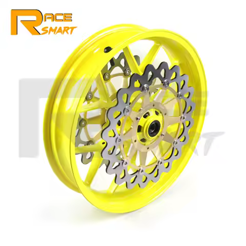 CBR1000RR 2006-2007 Motorcycle Front Wheels Rims &amp; Floating Brake Disc Disk Rotors For Honda CBR 1000RR CBR1000 RR Neon Yellow