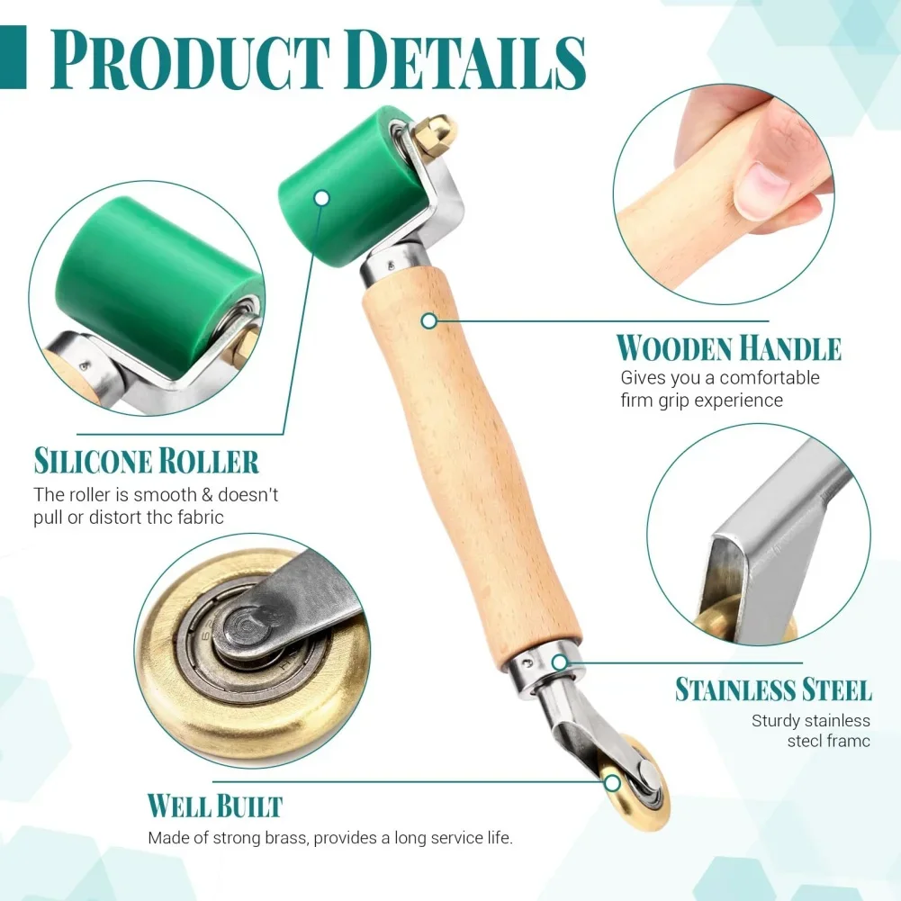 Seam Pressing Roller for Silicone Sealant with Dual Rollers for Detailed Roofing Leak Repair and Wallpaper Use