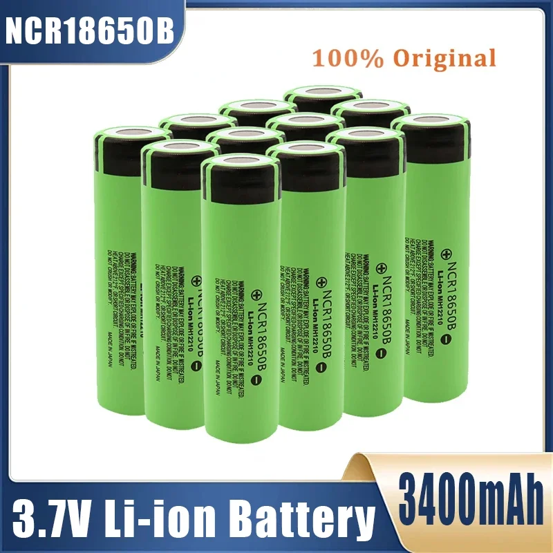 NCR18650 3400mAh 18650 Battery 3.7V 34B Ncr18650b Lithium Rechargeable Batteries for Toy Microphone Screwdriver Flashlight Cells