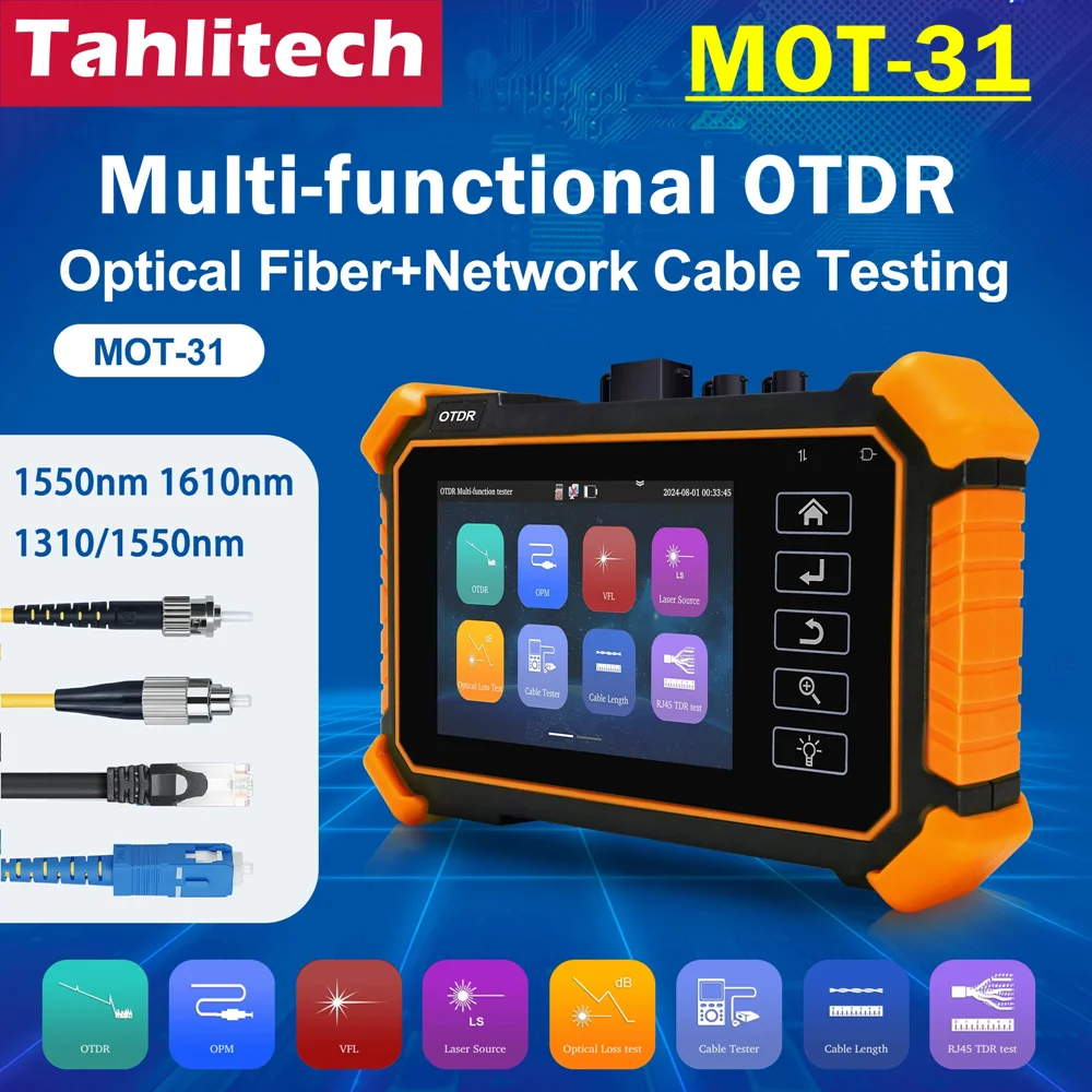 Tahlitech All-in-One OTDR Optical Fiber Tester 1310/1550nm Dual Wavelength Network Test (PING,IP Scan,Prot Flashing) NF-983