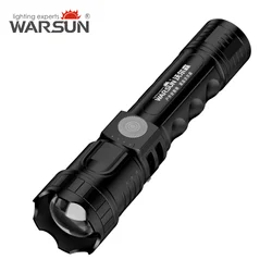 WARSUN B300 Rechargeable LED Flashlight - 300 Lumen Outdoor Torch with 500M Beam, Zoomable, IPX4 Waterproof