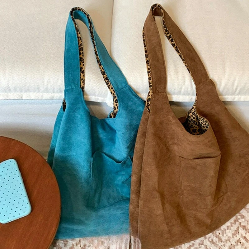 

Autumn Winter Retro Leopard Print Double-sided Tote Bag for Women 2025 New Korean Large Capacity Shoulder Commuting Vest Bags