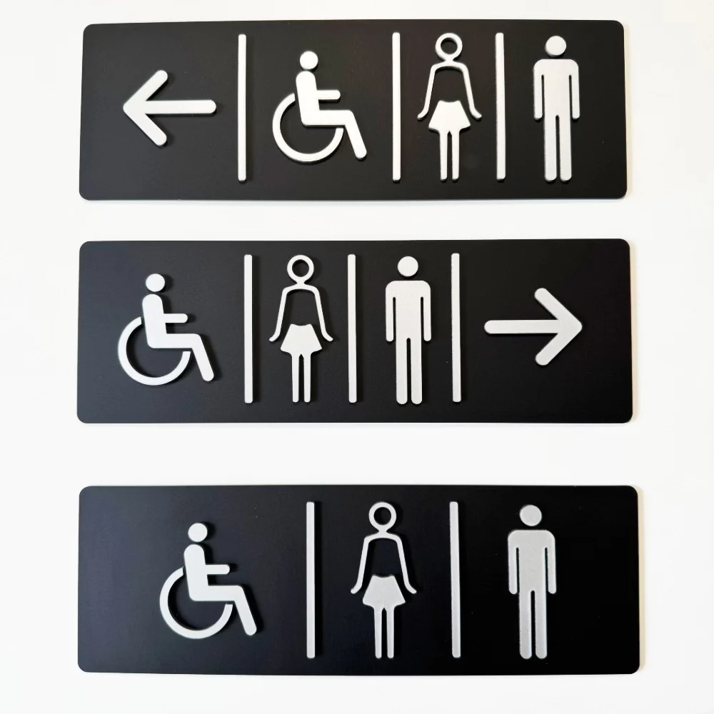 アクリル製モダンなドアプレート、トイレサイン、カスタマイズ可能な個人用女性男性障害者用3dアイコン矢印、オフィス、自宅、アパート、レストラン用