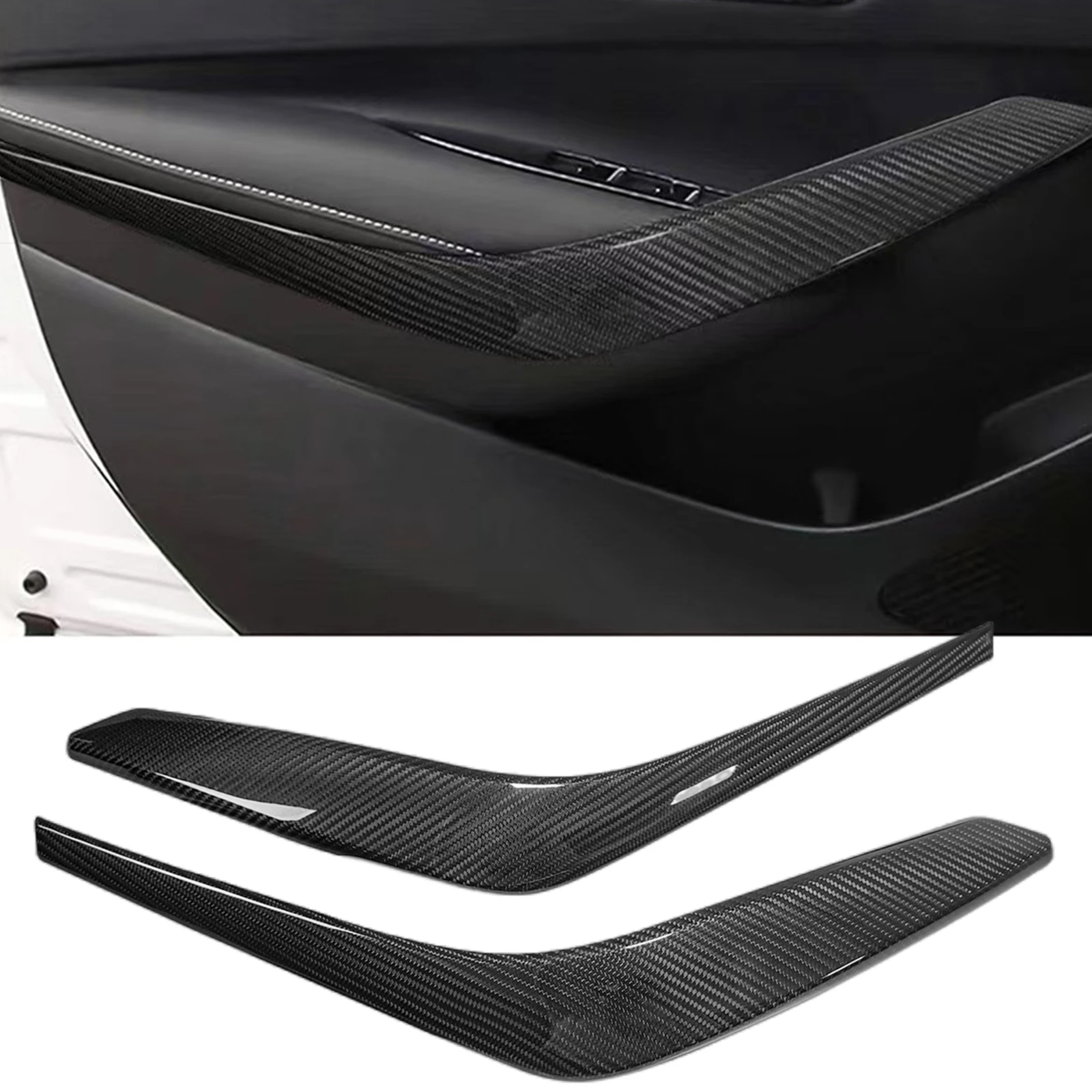 Pop For Toyota Corolla GR 2023-2025 Dry Carbon Fiber Inner Interior Door Handle Panel Strip Trim Cover Sticker