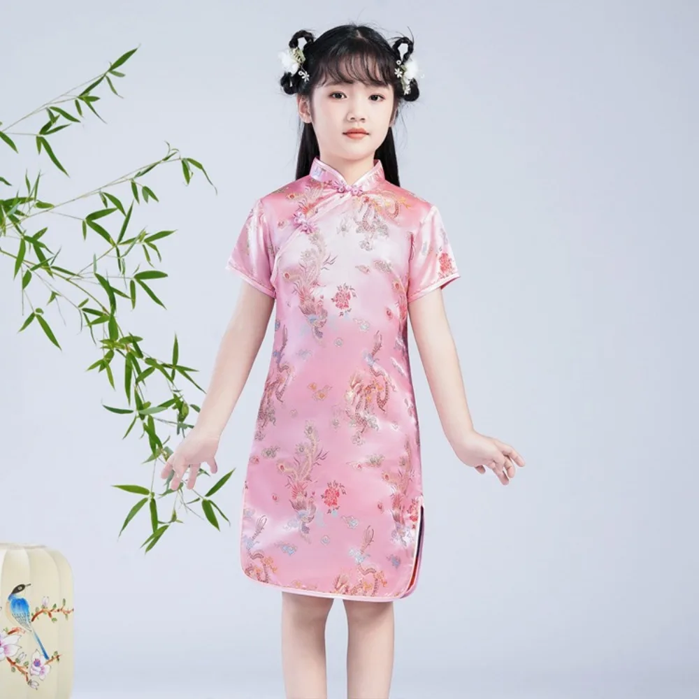 

Costumes Performance Cheongsam Dress Girls Qipao Chinese New Year Clothes for Kids Ethnic Style Summer Party Children Clothing