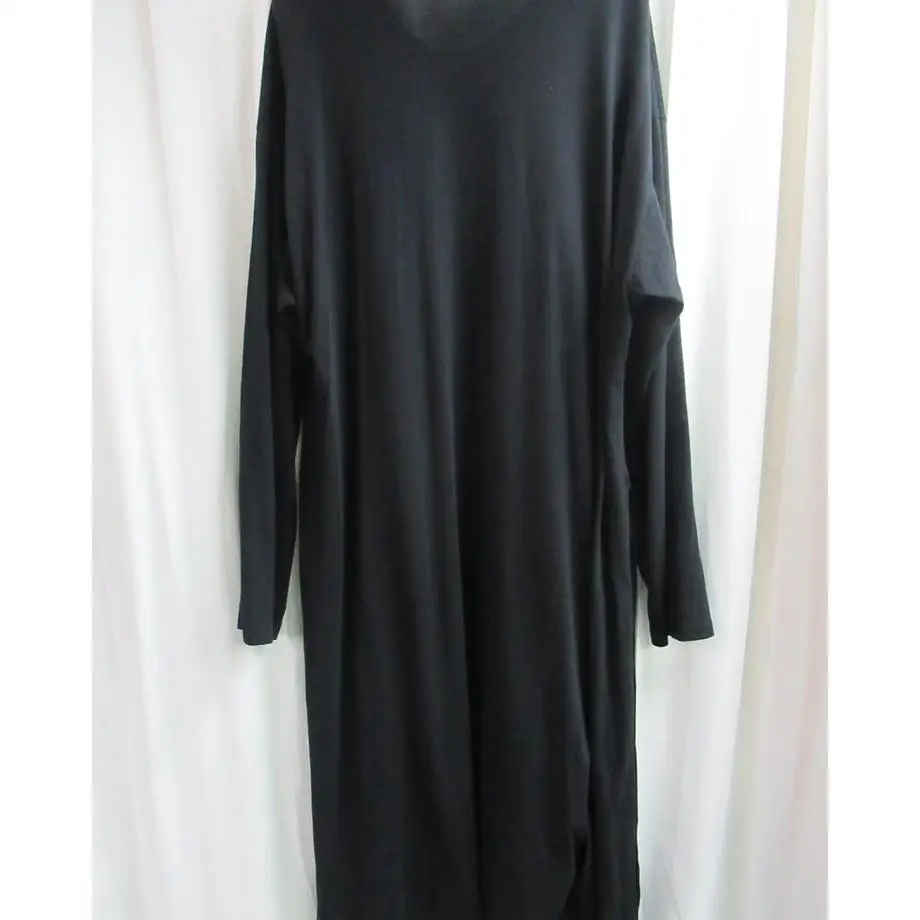 TOP-YAMAMOTO ® Japanese-style black long-sleeved single-button mid-length dress for men, loose-fitting shirt-style skirt