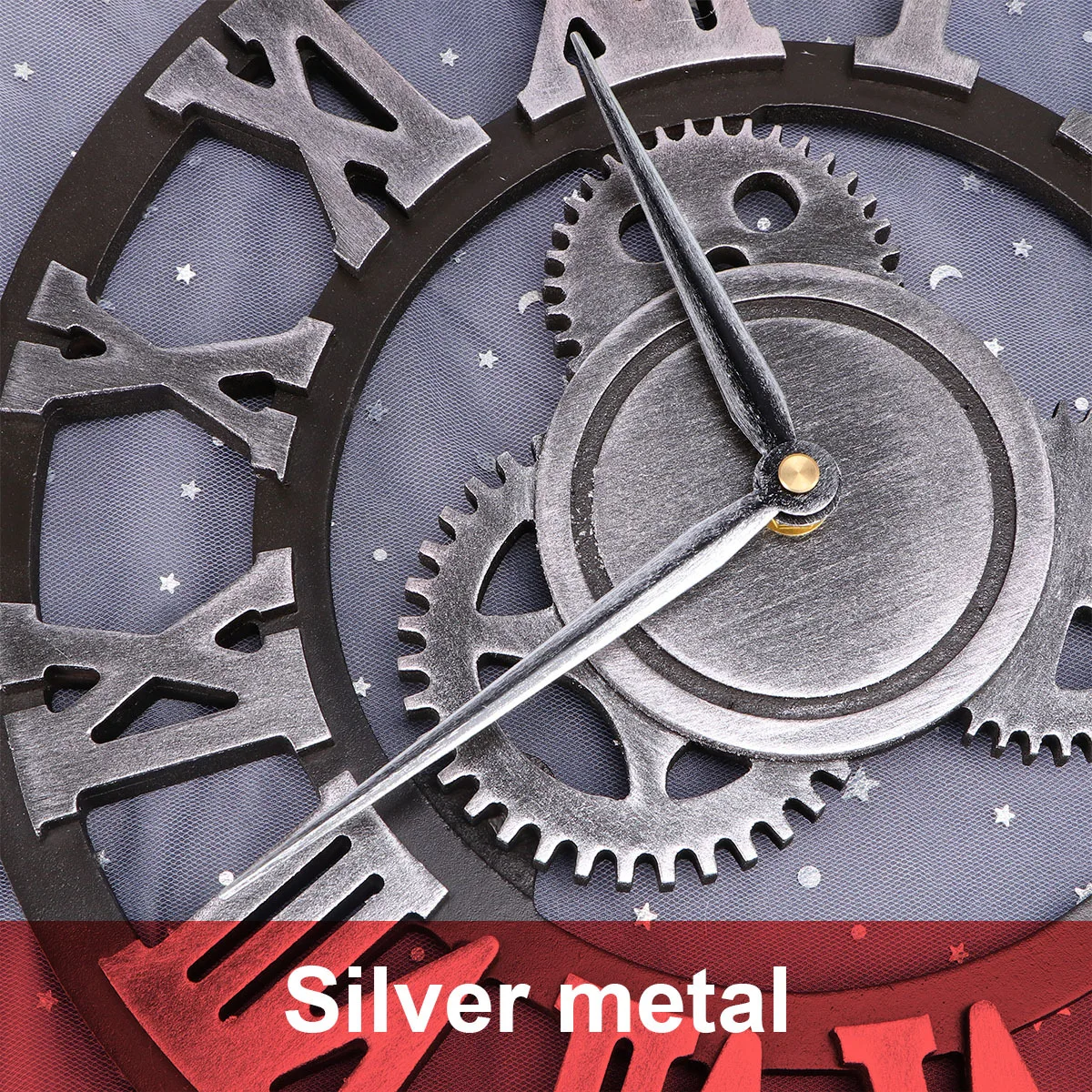 

Industrial Gear Wall Clock 30cm Silver Decorative Silent Accurate Timekeeping Creative Design Home Office Gift