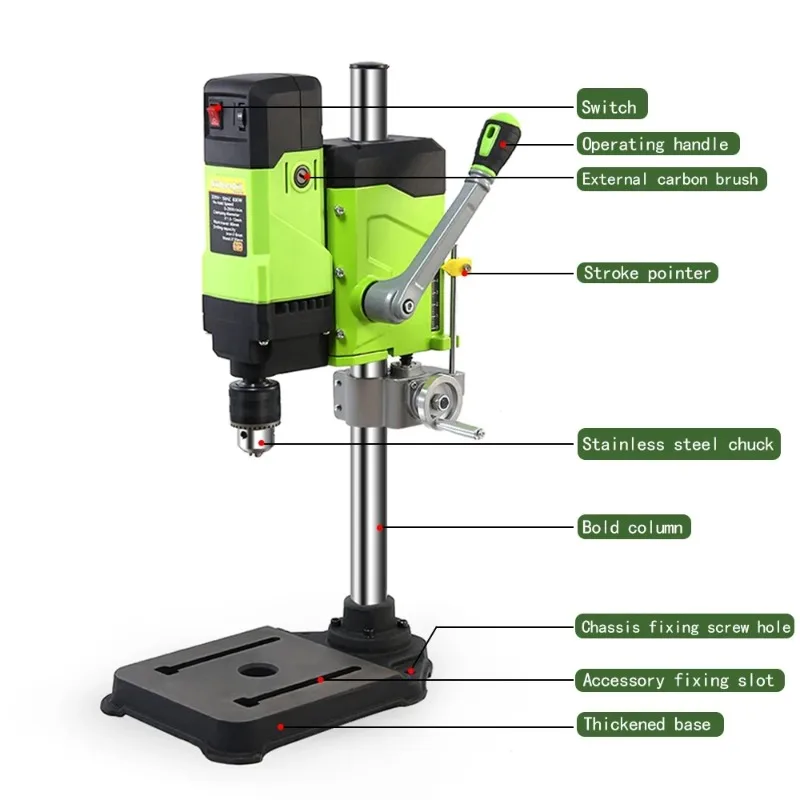 Bench Drill Press,Variable Speed Benchtop Drill Machine,6-Speed,Green