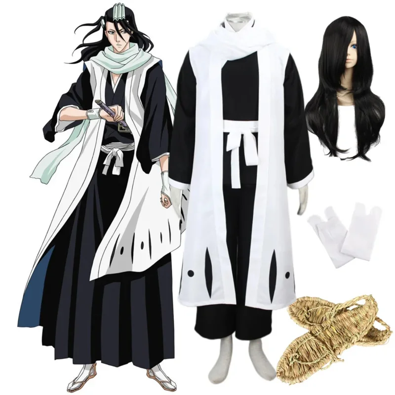 Anime Bleach 6th Division Captain Kuchiki Byakuya Cosplay Costume Kimono Uniform Suit Men's Halloween Clothes OI4295