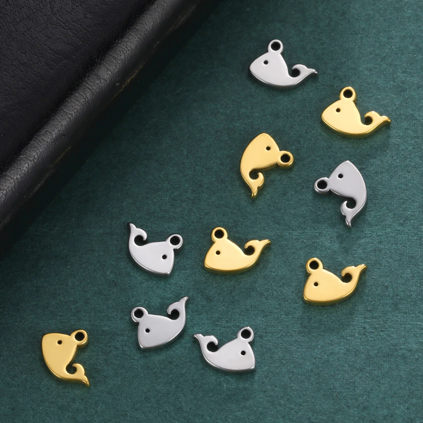 EUEAVAN 5pcs Stainless Steel Sun Charms Moon Star Dolphin Planet Summer Charm Pendant Tiny Jewelry Making Supplies Wholesale