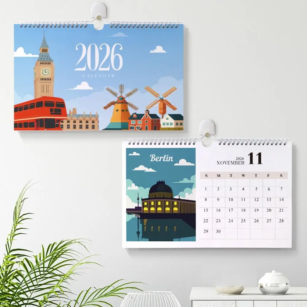 

Practical 2026 Edition Desk Calendar Handmade 12 Month Standing Flip Calendar Hand Drawn Commemorative Table Planner Office