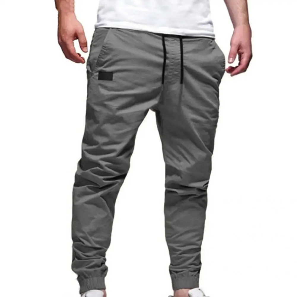 Stylish Training Slacks Ankle Tied All Match Lightweight Multi Pockets Deep Crotch Training Slacks