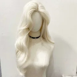 【 PLatinum 】high temperature fibre wig with high skull top layering, white gold wavy wig, women's full head cover