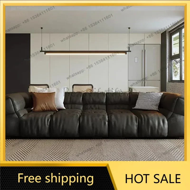 Puff Leather Sofa Bedrooms Comfortable Reclining Luxury Designer Lazy Sofa Modern Minimalist