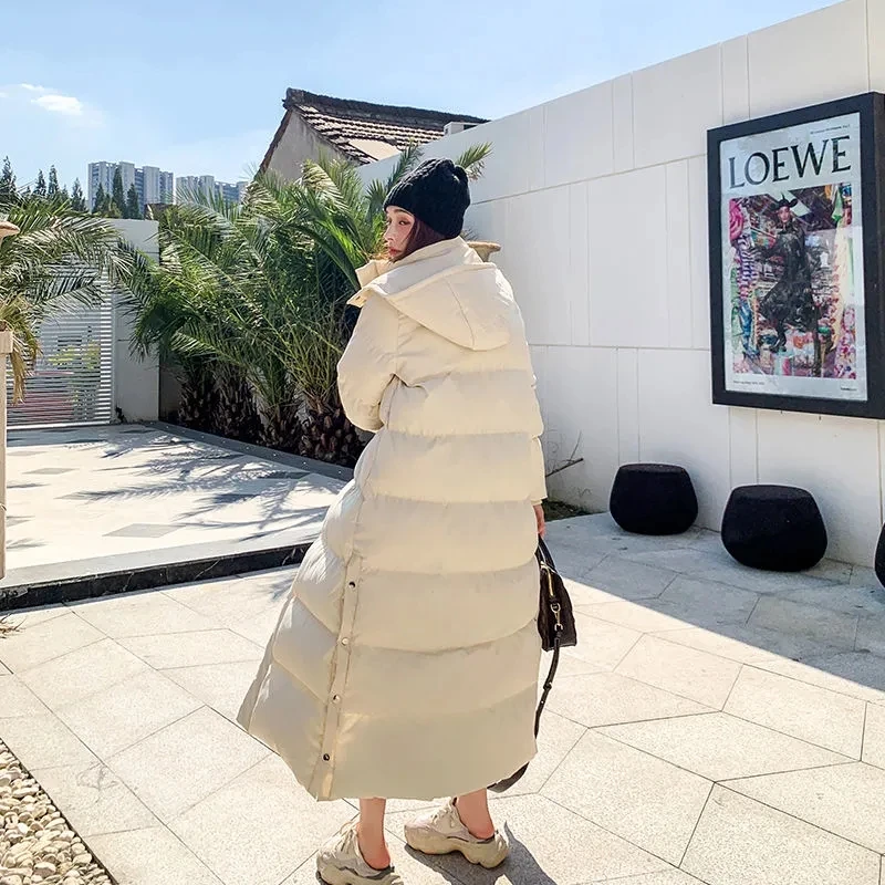 

Новые женские зимние пальто, длинные толстые теплые парки, корейская длинная куртка выше колена с хлопковой подкладкой, зимнее пуховое пальто с капюшоном, черный XQ122