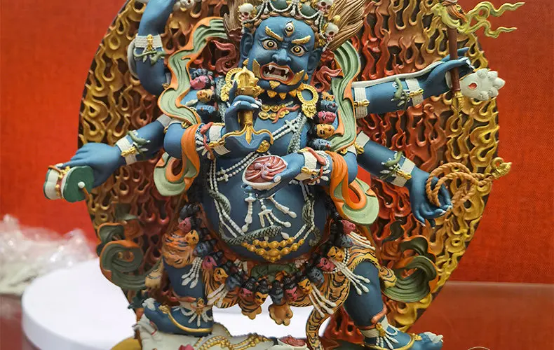 Six-armed Mahagala pure copper and copper Buddha statue painting selection r2 Tibetan tantra Buddhist hall is dedicated to the d