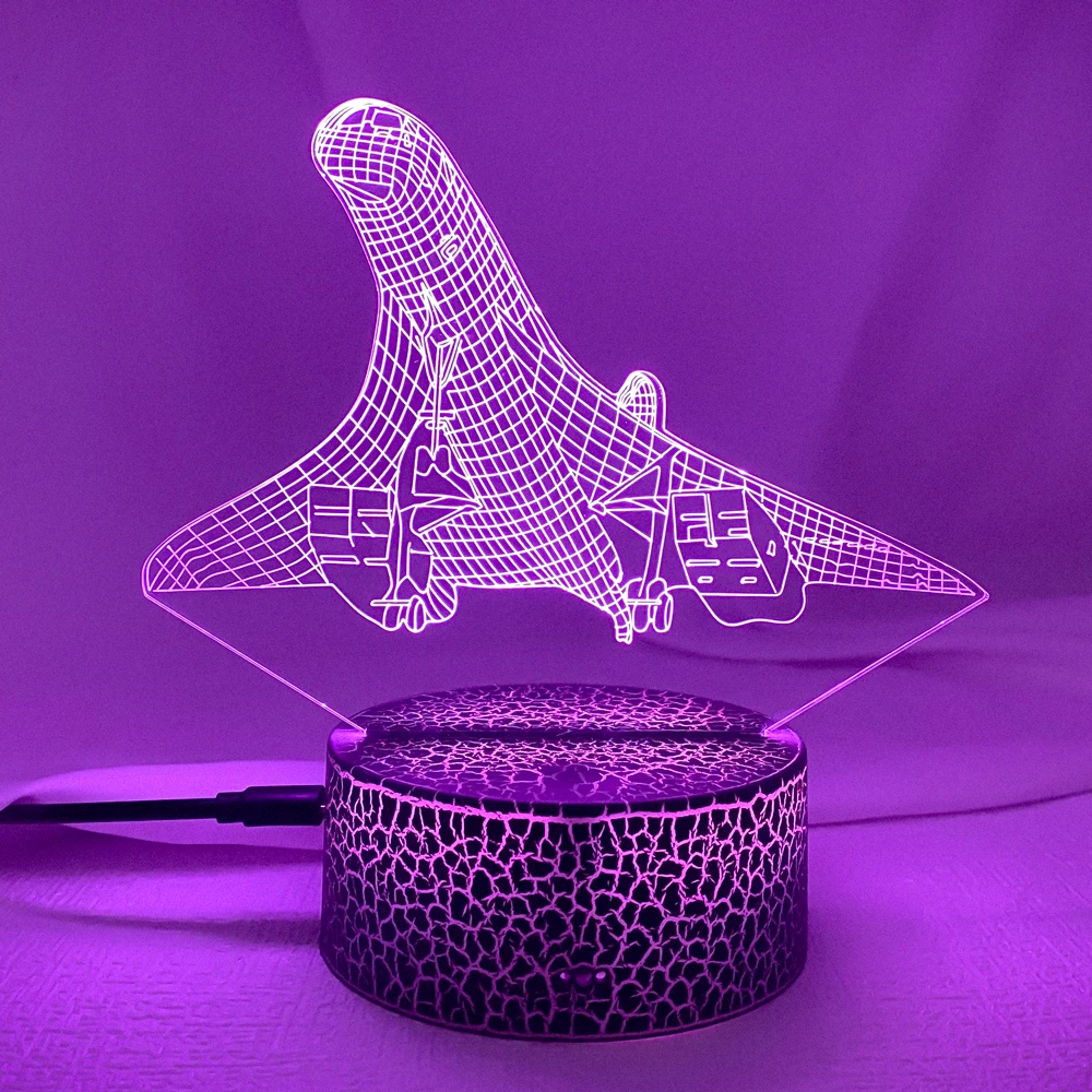 3D Vision Airplane Modelling Led Aircraft Night Light 7 Color Change Desk Table Lamp Usb Sleep Lighting Fixtures Gift Home Decor