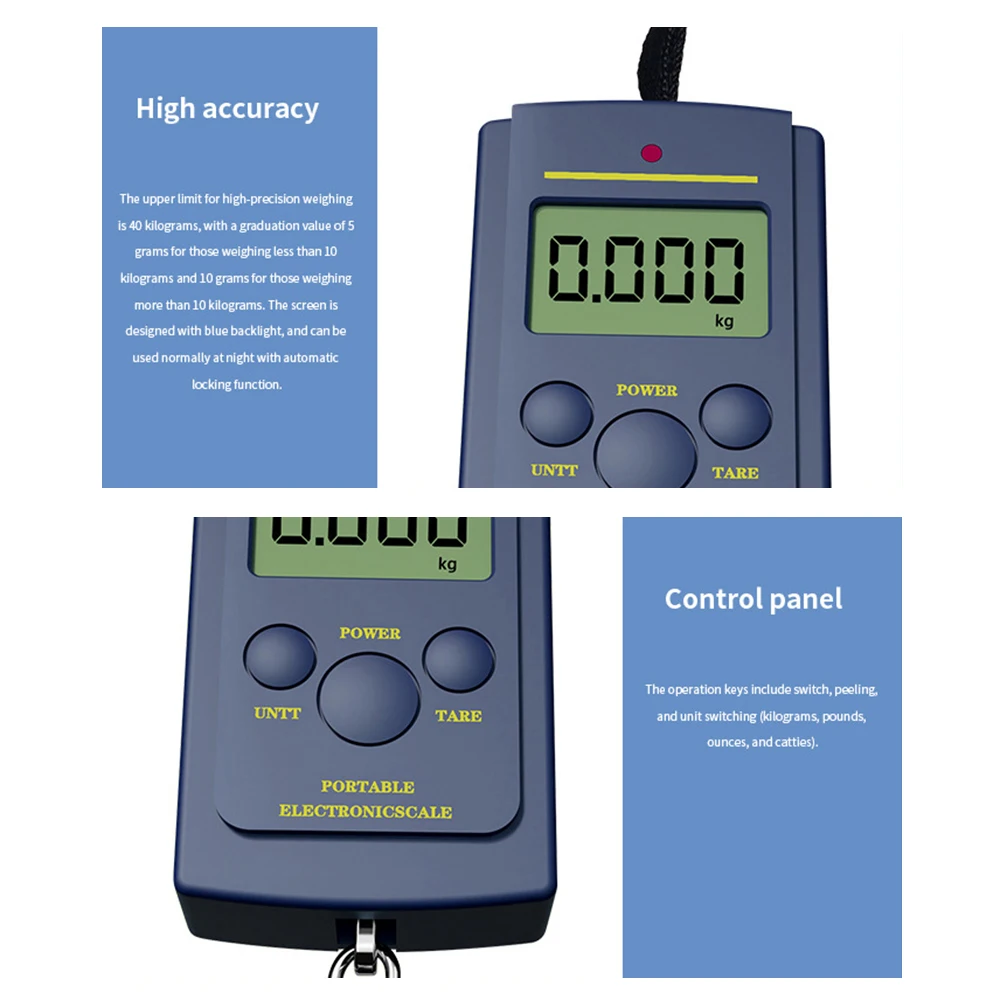40kg cyfrowa waga elektroniczna bez podświetlenia Mini przenośny bagaż wędkarski podróżny hak do zawieszania kuchenne narzędzia do ważenia
