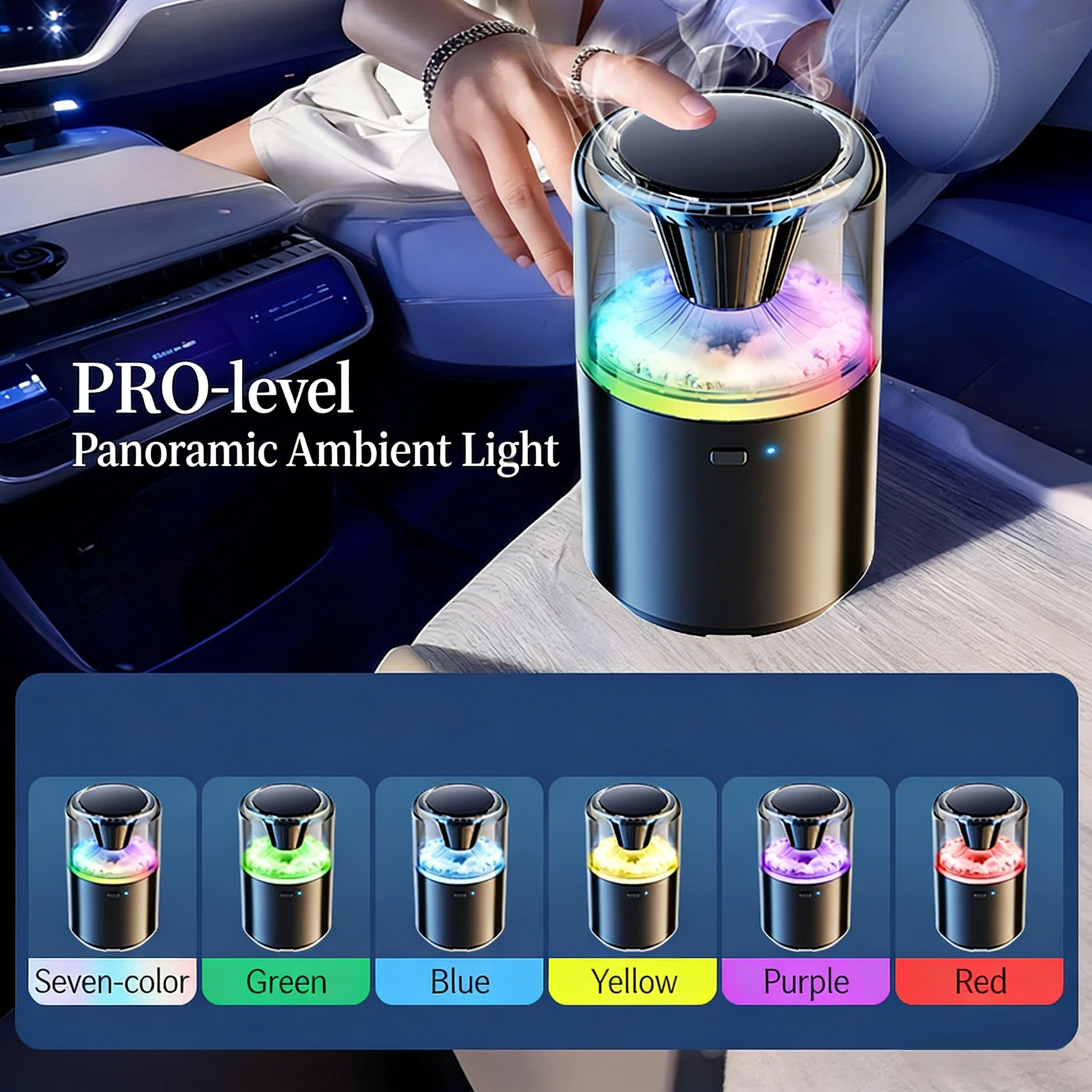 2026 New Car Aromatherapy Cloud Mist Perfume Air Freshener Car Fragrance Long-Lasting Diffuser Rechargeable With Ambient Light