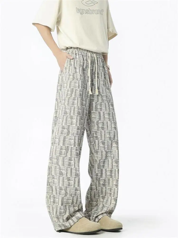 

Мужские летние тонкие свободные повседневные брюки из ледяного шелка, не мнущиеся, быстросохнущие, широкие спортивные длинные брюки, удобные, свободного кроя