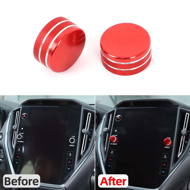 

2Pcs Aluminum Alloy Red For Subaru Crosstrek 2024+ Subaru WRX 2022+ Car Center Volume Knob Ring Decorative Sticker Accessories