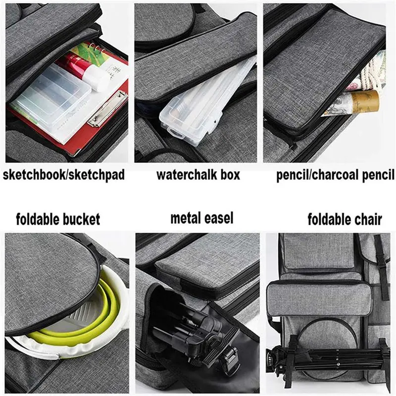 ABIJ-2X Art Portfolio Case,4K Canvas Artist Backpack Waterproof Art Carrying Bag Tote For Drawing Board Sketching Tools