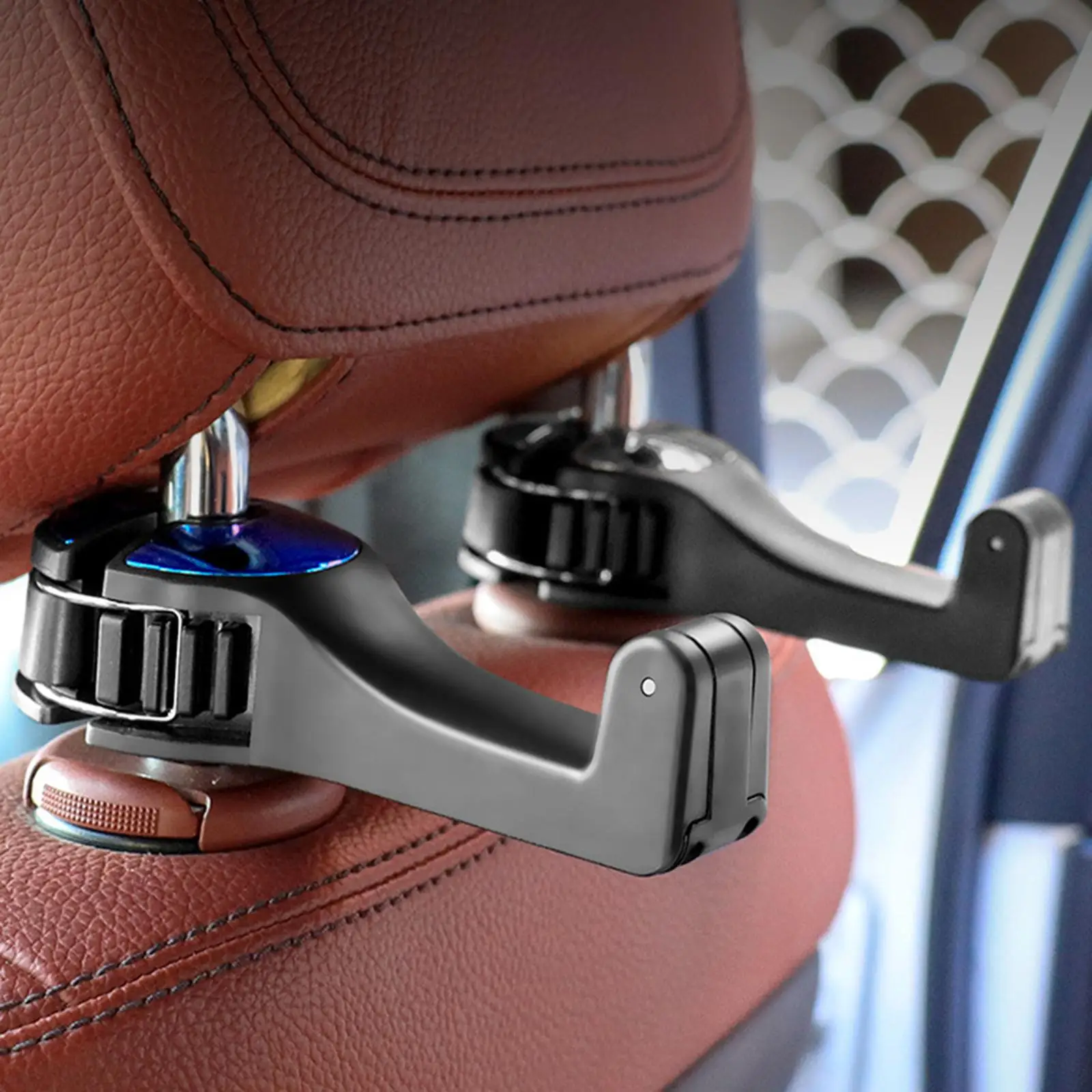 2 in 1 Car Headrest Hidden Hook with Phone Holder Car Seat Back Hook Hanger for Vehicle Foldble Clips organizer Hook