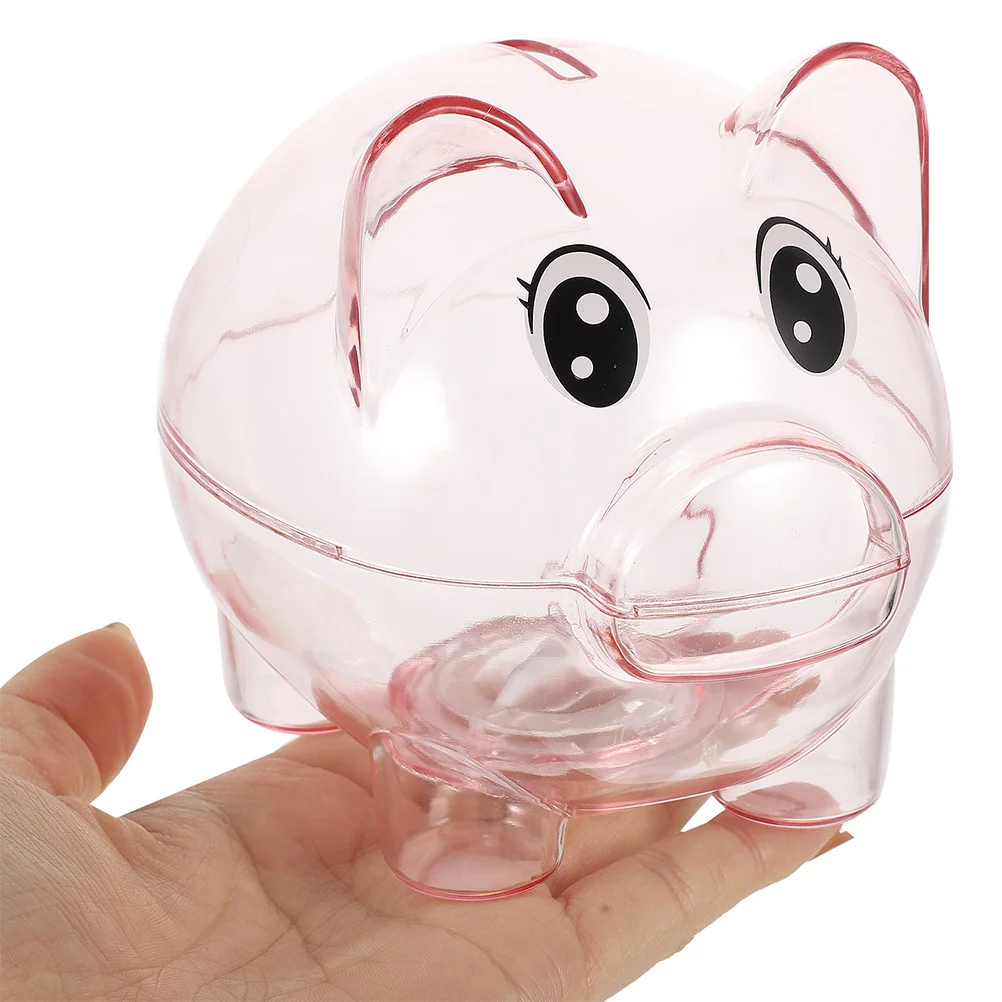 Grande cofrinho transparente para crianças, jarra de economia de moedas, pote de dinheiro de mesa, suporte decorativo rosa, cofrinho infantil
