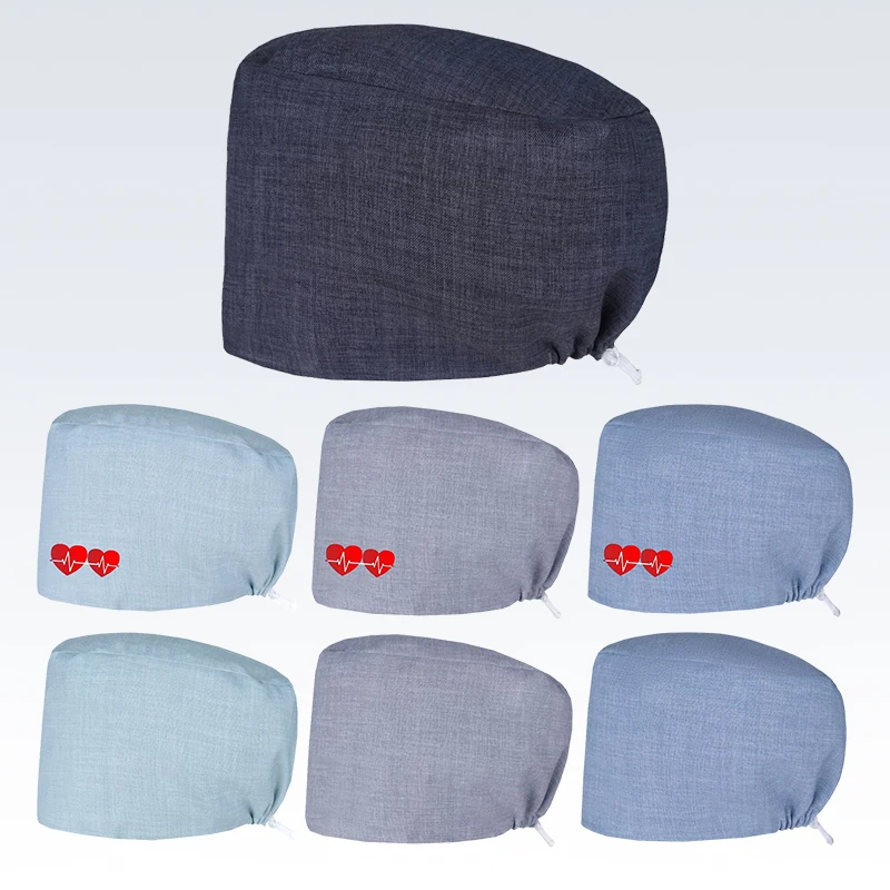 

New Style Solid Color Medical Scrub Hats Dust-proof Cleaning Cap Pet Grooming Nursing Caps Breathable Pharmacy Lab Work Hat