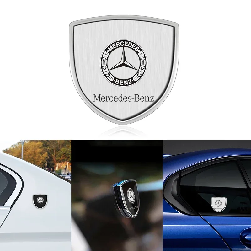 1/2pcs 3D Metal Car Styling Shield Emblem Badge Decorative Decals For Mercedes Benz A180 A200 A260 W203 W210 W211 W204 C E S CLS