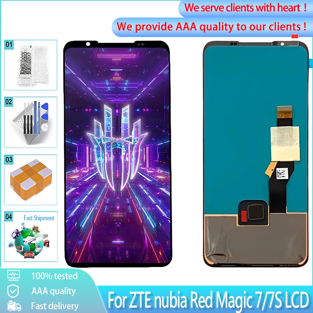 

6,8 ''оригинальный для ZTE nubia Red Magic 7 ЖК-дисплей сенсорный экран дигитайзер Замена для ZTE nubia Red Magic 7S NX679J LCD