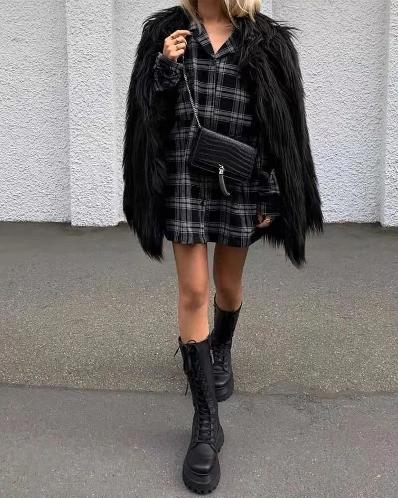 2025 Modische Chunky-Plateau-Motorradstiefel für Damen, Herbst-Winter PU-Leder Kniehohe Stiefel, Punk-Stil mit Dicker Sohle, Lange Botas – Detail 12