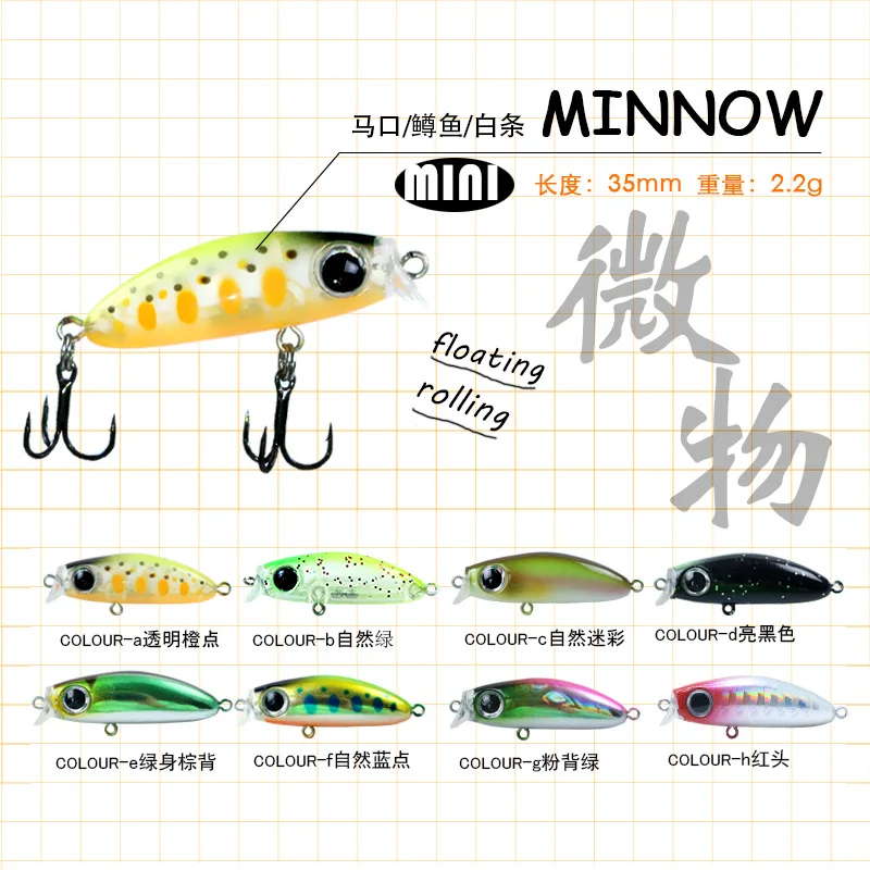 

1Pcs Floating Mini Minnow Fishing Lures 35Mm2.2g Wobblers Artificial Hard Baits Fishing Tackles Freshwater Swimbaits for Trout