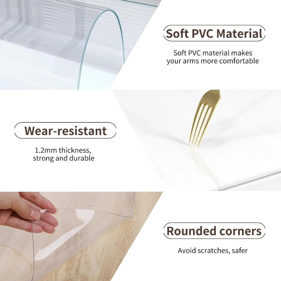 غطاء مكتب شفاف لحصيرة المكتب، وسادة مكتب PVC غير قابلة للانزلاق مع حافة مستديرة مقاومة للحرارة ومقاومة للماء، مكتب شفاف مع