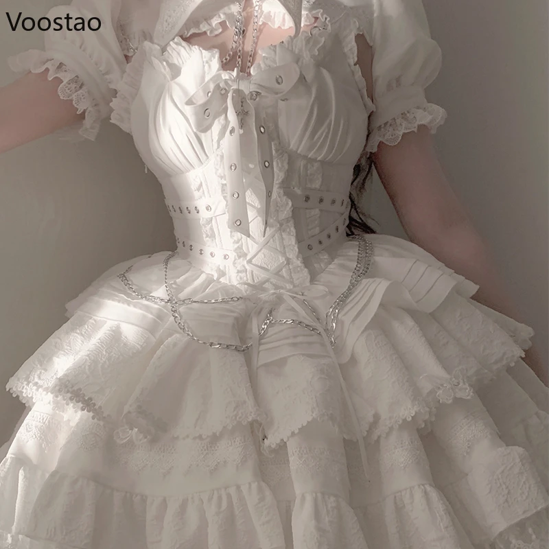 Gothic Lolita Jsk Kleid viktoria nischen Vintage Frauen elegante Bandage Prinzessin Mini kleid Mädchen niedlichen y2k ästhetischen Punk Party kleid