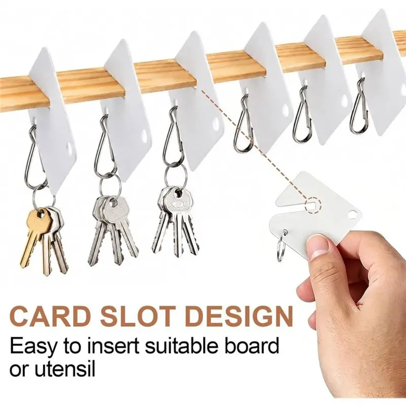 AT82-60 Pack Blank Key Tags With Rings And Hooks, Writable Plastic Key Tags, For Home,Garage,And Slotted Key Cabinets