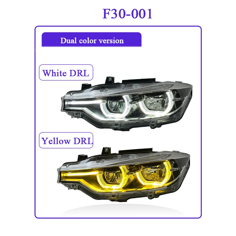 Suitable for 13-18 BMW 3 Series F30 F35 Modified Single/Dual-color DRL LED Headlight Assembly Headlight