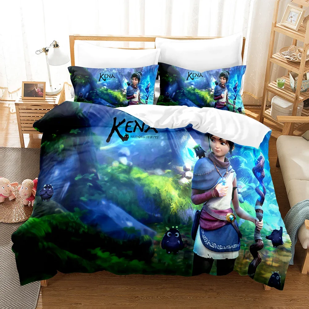 

Bedding Set Game Kena Bridge of Spirits 3D Printed Comforter Duvet Cover Pillowcase Twin Full Queen King Bed Linens Drop Ship