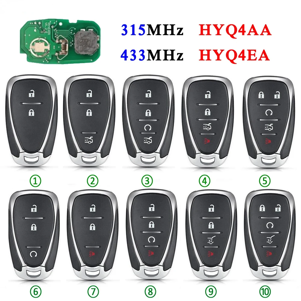 

Ecusells 315/433MHz HYQ4AA HYQ4EA Remote Key for Chevrolet Camaro Volt Blazer Traverse Cruze Malibu Sonic Equinox Trax Spark