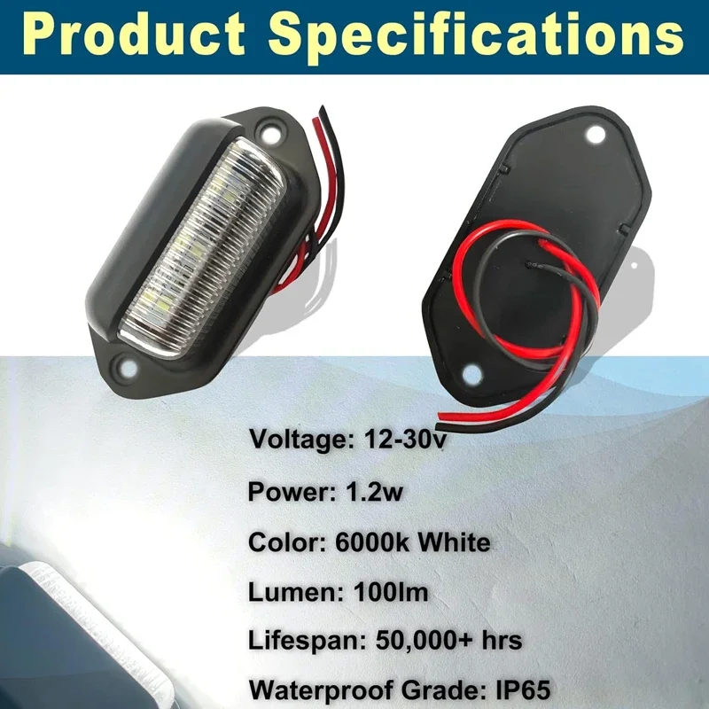 Luce targa a LED 12V/24V Luce targa impermeabile Fanale posteriore per camion SUV Rimorchio RV camion