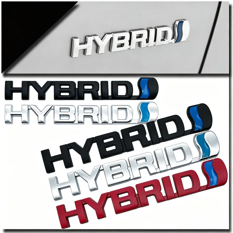 3D HYBRID Car Emblem Badge - Metal Rear Trunk Side Fender Sticker for Toyota Camry Corolla RAV4 Sienna - 15.2cm/13.3cm
