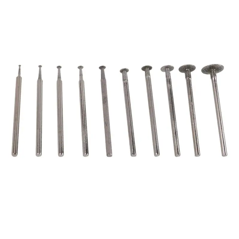 ABUH-10Pcs T Shape Diamond Burr - 3/32Inch Shank Mini Channel Cutting Burs Diamond Mounted Stone Carving Bits