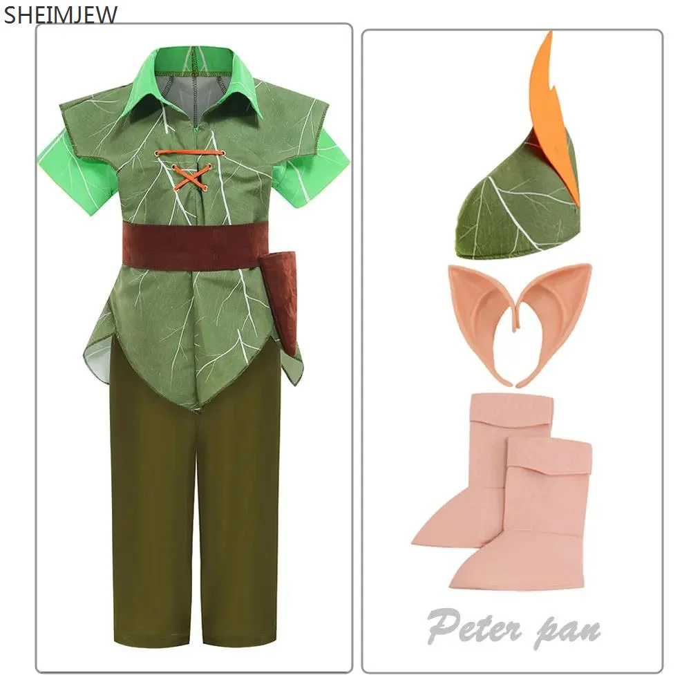 2024 Carnival Cosplay Kids Party Tinkerbell Green Fairy Dress Baby Boys Elves Outfits Robin Halloween Peter Pan Costumes